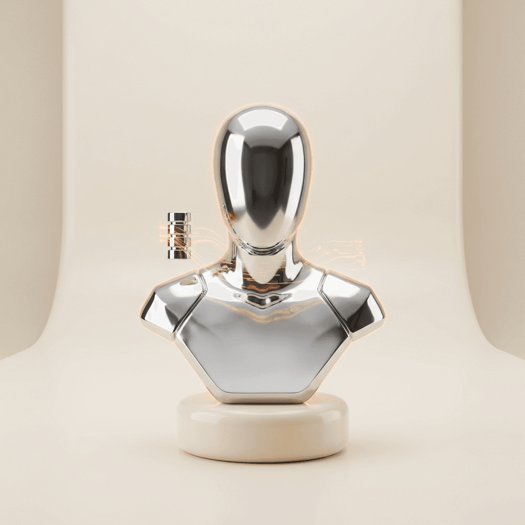 Chrome bust representing the platforms and backend discipline at 4CS